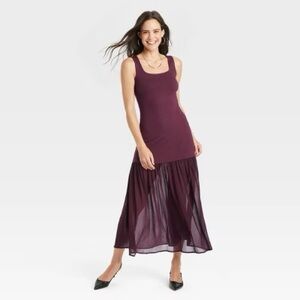 NWOT  Drop-Tier Maxi Dress from A New Day, Size Small, Color Burgundy